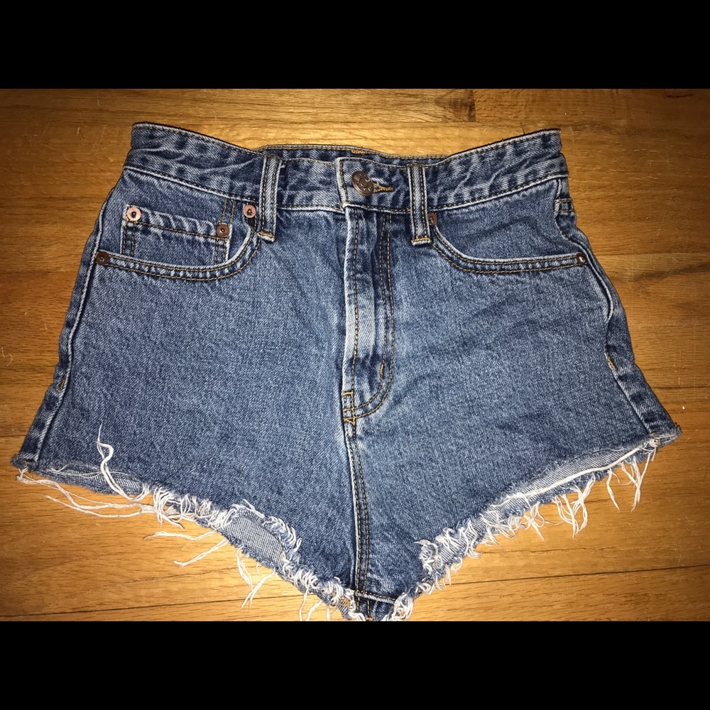 High rise cheeky denim shorts